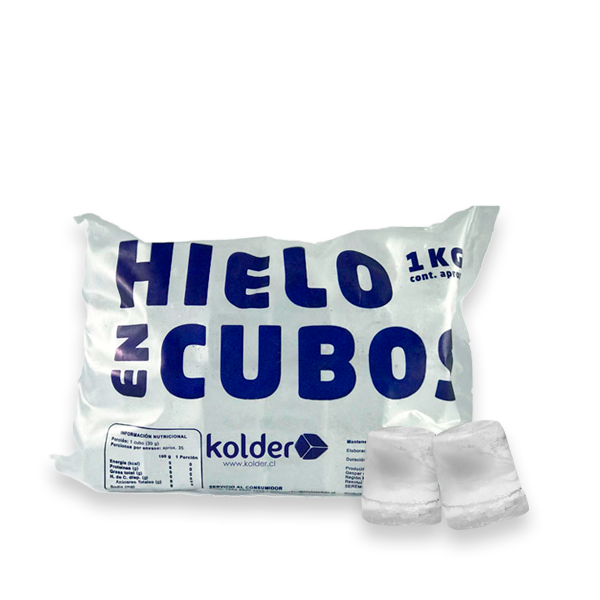 Bolsa de hielo en cubos de 1 kilogramo KOLDER