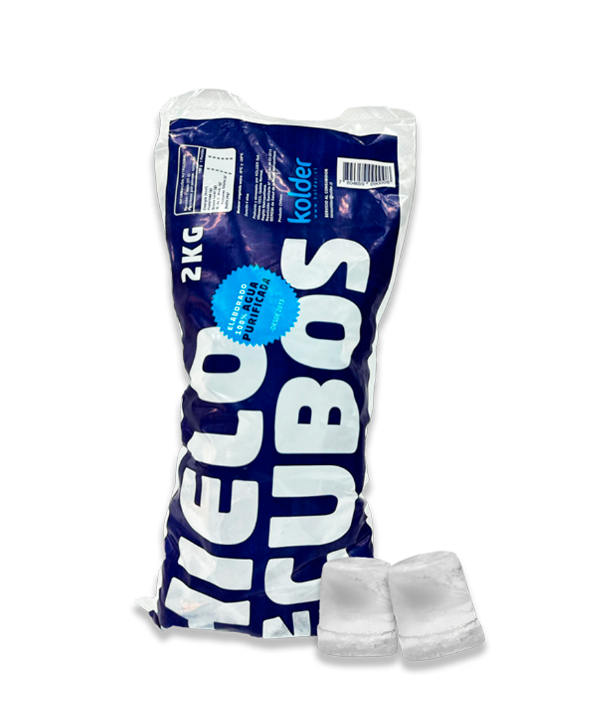 Bolsa de hielo en cubos de 2 kilogramos KOLDER